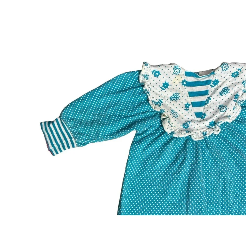 Vtg Gymboree Rainbow Tag Infant One Piece Polka Dot Floral Collar Striped Cuffs